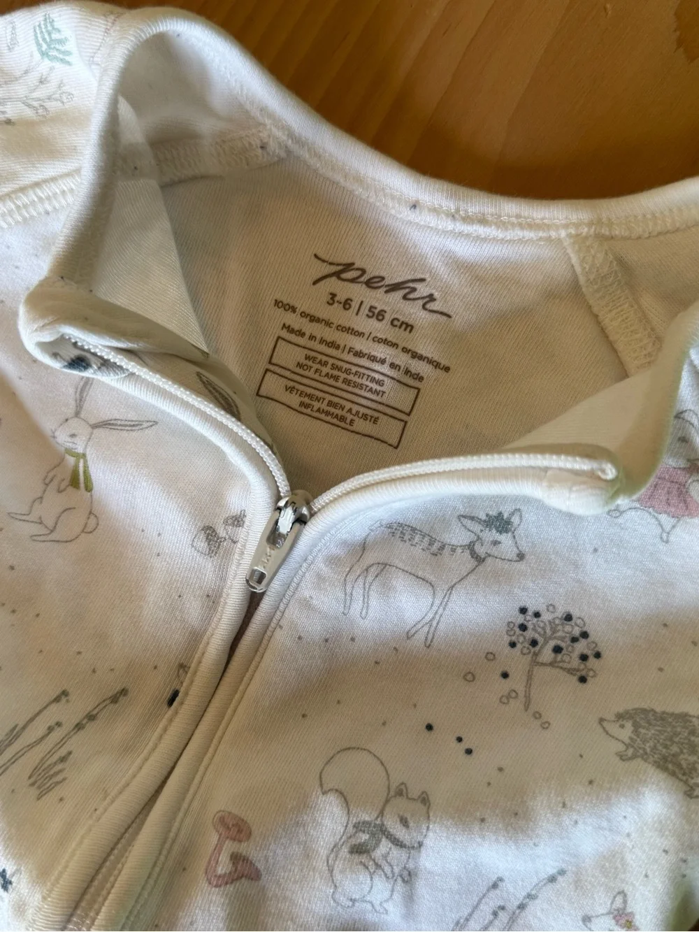 Pehr Bundle of two sizes. Cream Woodland Zip-Front Kids Footed Pajamas.